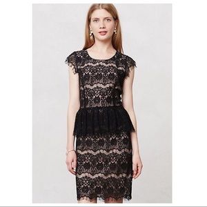 Anthropologie Maeve Elsa peplum lace dress black